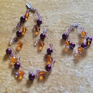 Beautiful Vintage GLAMJULZ Multi-Strand Illusion Necklace & Bracelet Set